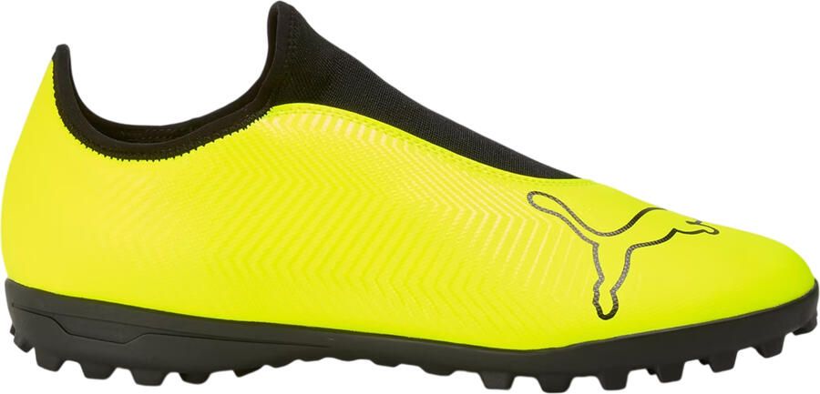 Puma Finesse leren sportschoenen met kunstgraszool voor kinderen (Geel zwart)