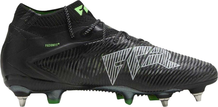 Puma Future 8 Ultimate voetbalschoenen voor heren met gebreide kraag geschikt voor zachte ondergrond (Zwart Groen)