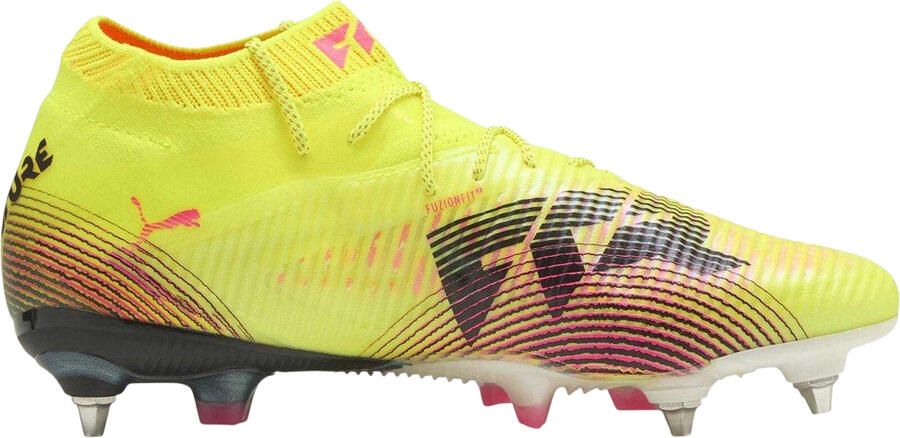 Puma Future 8 Ultimate voetbalschoenen voor heren met gebreide kraag geschikt voor zachte ondergrond (Geel)