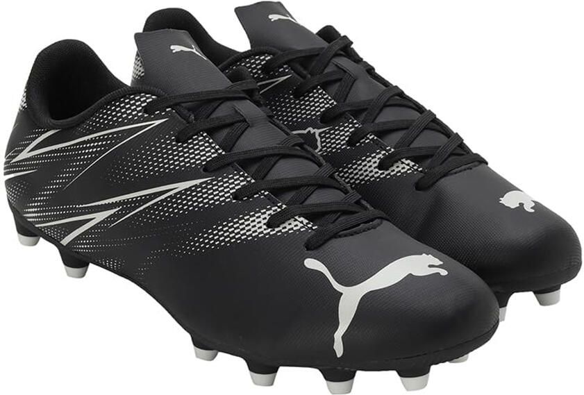 Puma Heren Attacanto FG AG Voetbalschoenen (Zwart Zilver)