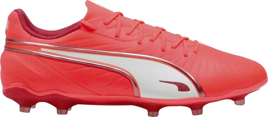 Puma Heren King Match Stevige Grond Voetbalschoenen (Rood Wit)