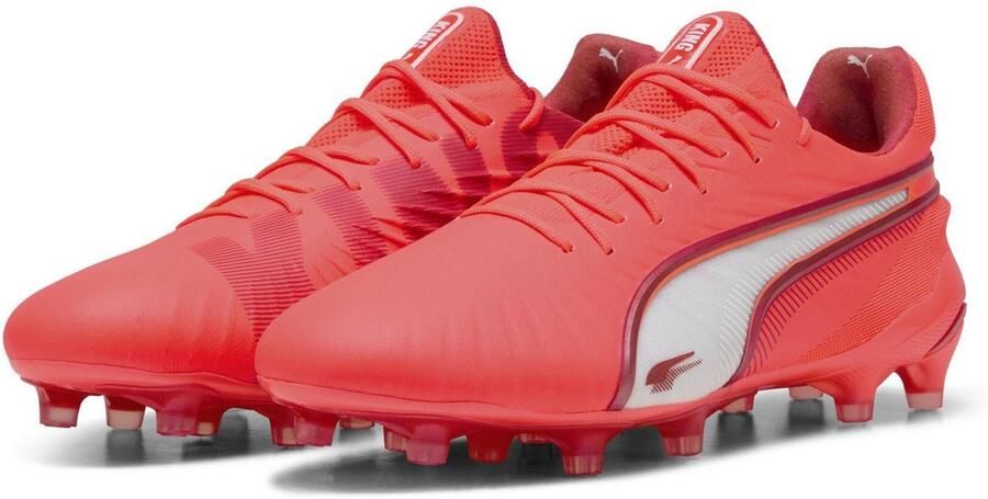 Puma Heren King Ultimate Stevige Grond Voetbalschoenen (Rood Wit)