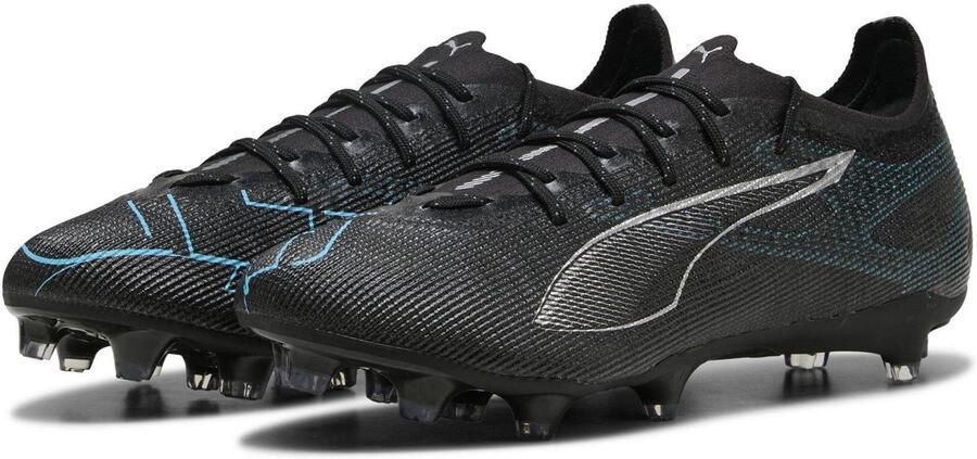 Puma Heren Ultra Pro Stevige Grond Voetbalschoenen (Zwart Zilver)