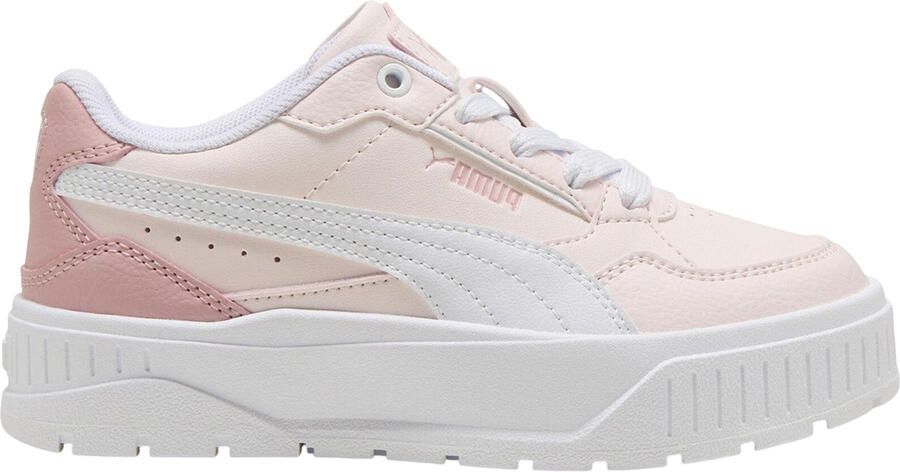 Puma Kar II leren platformschoenen voor kinderen (Wit Roze)