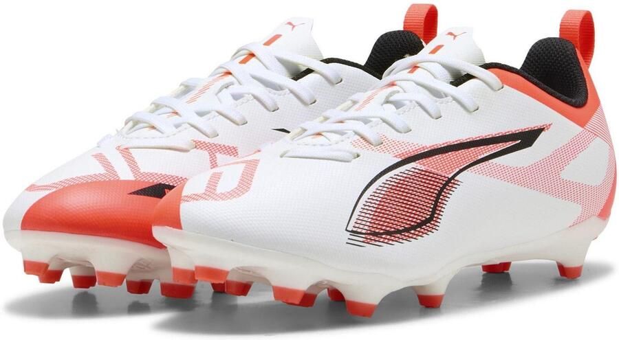 Puma Kinder Kids Ultra 5 Play Stevige Grond Voetbalschoenen (Wit Rood)
