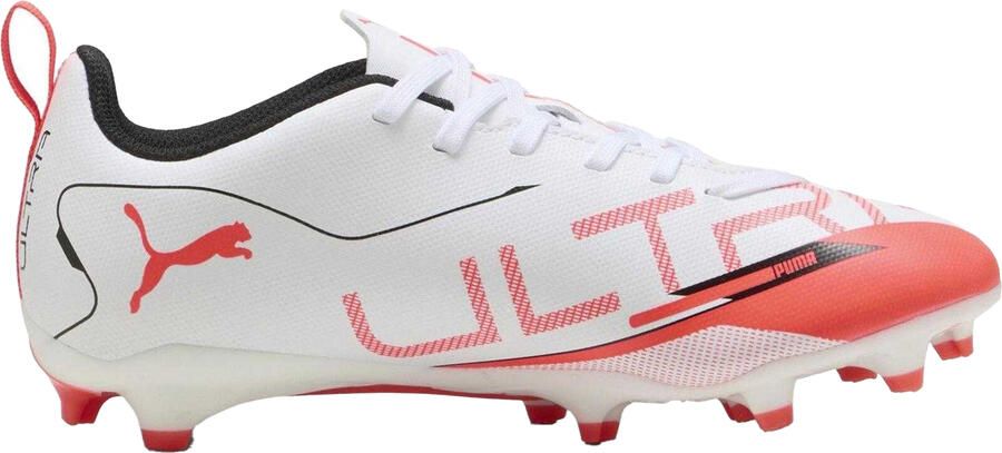 Puma Kinder Kids Ultra 5 Play Stevige Grond Voetbalschoenen (Wit Rood)