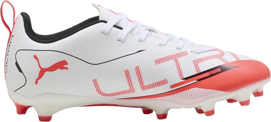 Puma Kinder Kids Ultra 5 Play Stevige Grond Voetbalschoenen (Wit Rood)