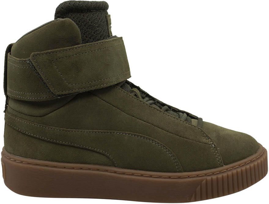 Puma Platform Mid OW Strap Leather Lace Up Green Damestrainers 364588 01