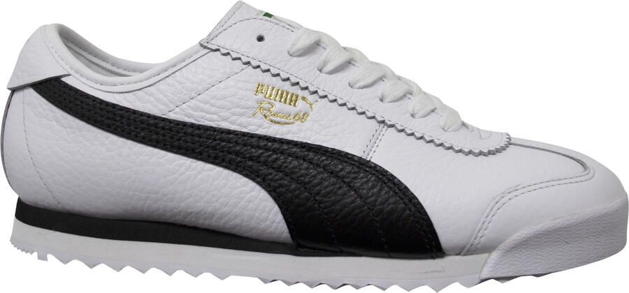 Puma Roma 68 Vintage Wit Zwart Leer Lage Lace Up Herentrainers 370051 02