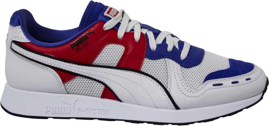 Puma RS-100 Sound Wit Leer Lace Up Heren Hardlooptrainers 368025 01
