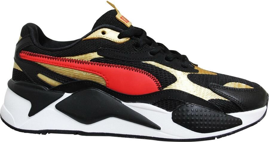 Puma RS-X3 CNY Zwart Rood Goud Laag Lace Up Heren Hardlooptrainers 373178 02