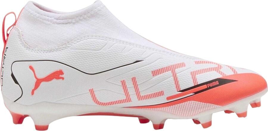 Puma Ultra 5 Match+ Stevige Grond Voetbalschoenen voor Kinderen Kinderen (Wit-Blauw)