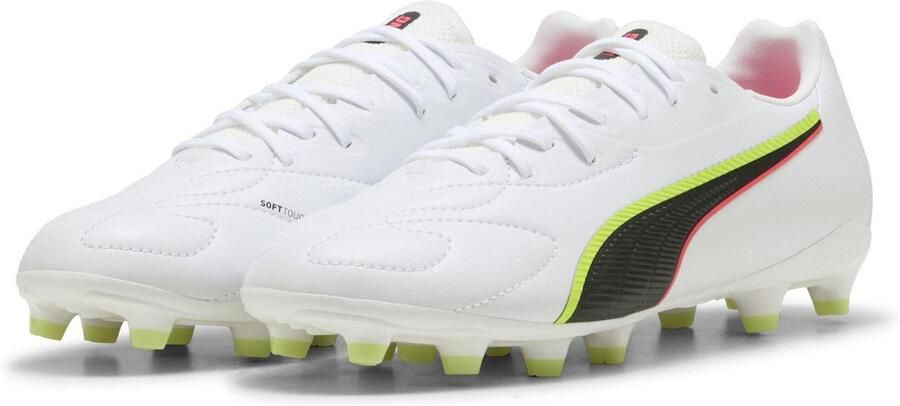 Puma Voetbalschoenen voor kinderen model King Match voor harde ondergrond (Wit Rood)
