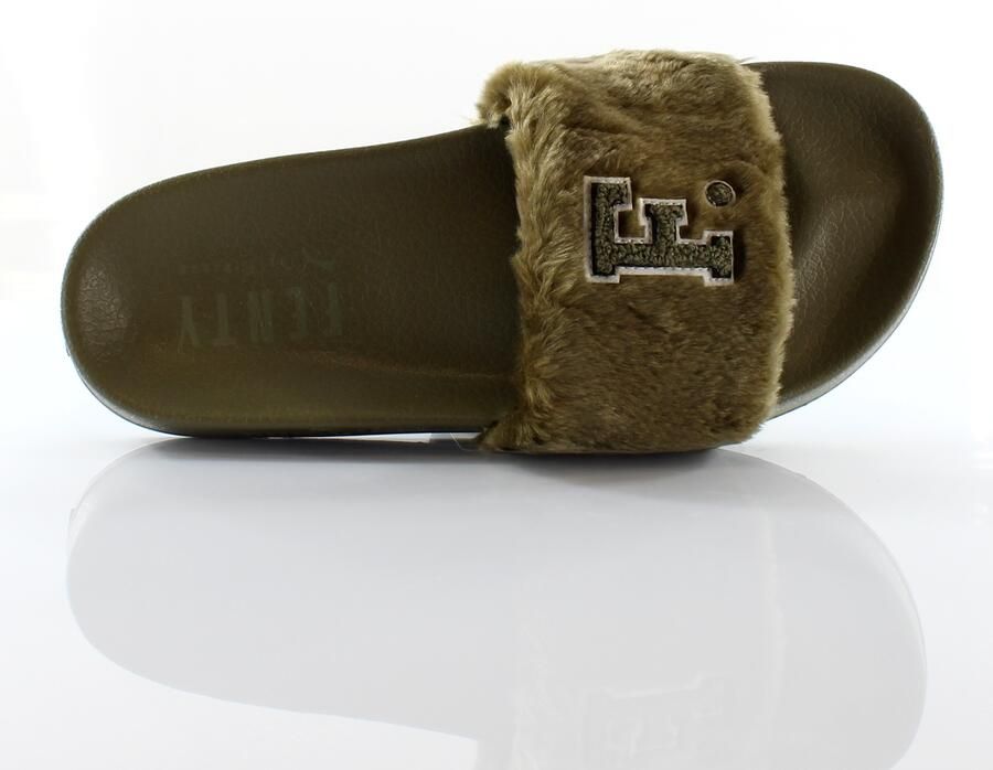 Puma x Leadcat Fenty FU Fur Sliders Slip On Slide Olive 367089 01