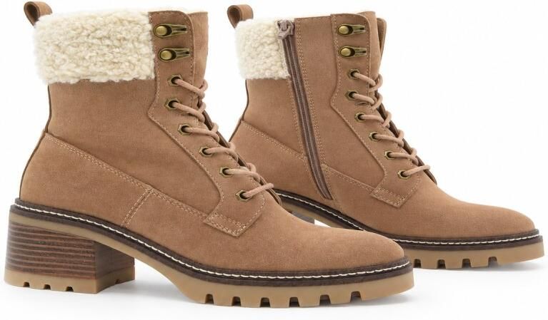 Purapiel Enkellaarsjes met hak Bro23 beige