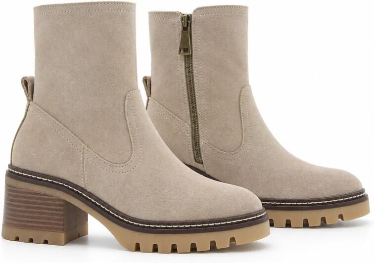 Purapiel Enkellaarsjes met hak Bro25 beige