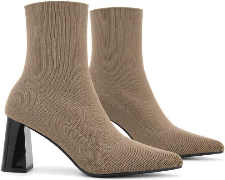 Purapiel Enkellaarsjes met hak Bro40 taupe