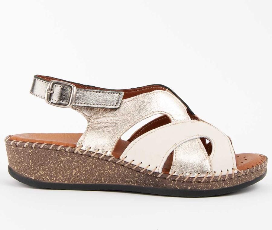 Purapiel Sandalen Met Een Sleehak Leida Beige