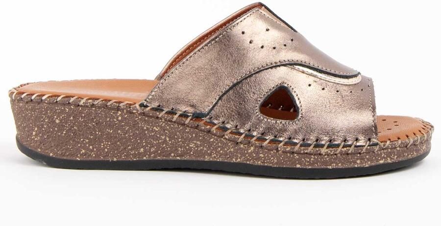 Purapiel Sandalen Met Een Sleehak Leida3 Brons