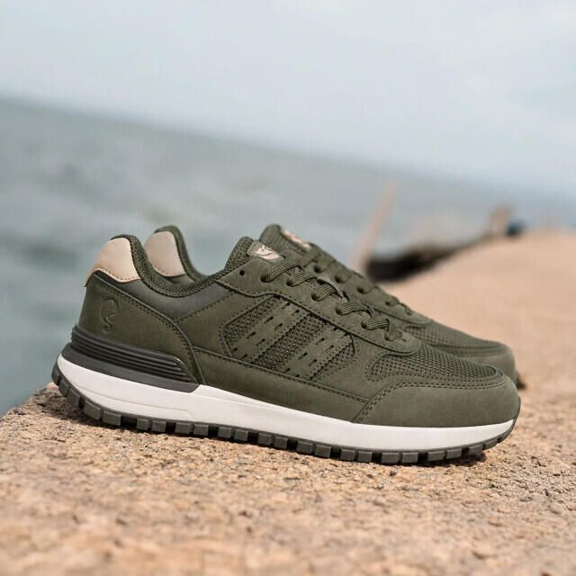 Q1905 Sneaker bussel legergroen wit