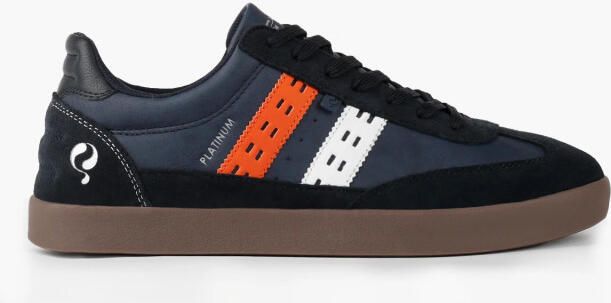 Q1905 Sneaker platinum donkerblauw oranje wit