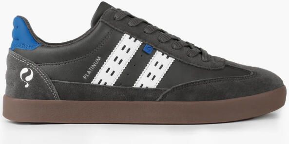 Q1905 Sneaker platinum middengrijs koningsblauw wit
