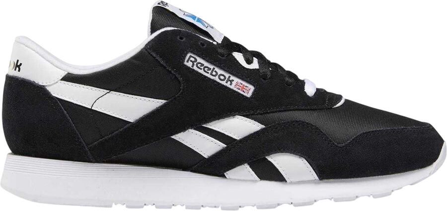 Reebok Heren-sportschoenen met panelen van nylon en suède (Zwart Wit)