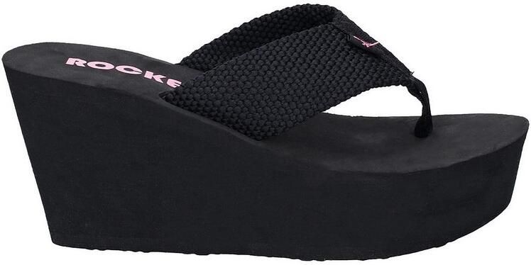 Rocket Dog Dames duikers Webbing Slip On Wedge Sandalen (Zwart)
