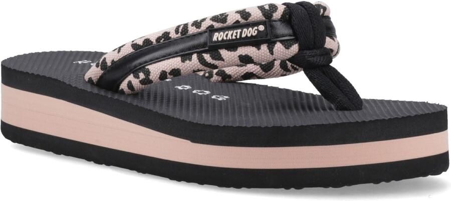 Rocket Dog Monica Leon Leopard Textiel Dames Licht Roze Slippers