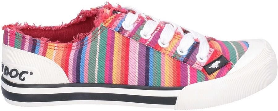 Rocket Dog Vrouwen dames Jazzin Eden Stripe Lace Up Canvas Trainer (Rood Multi)