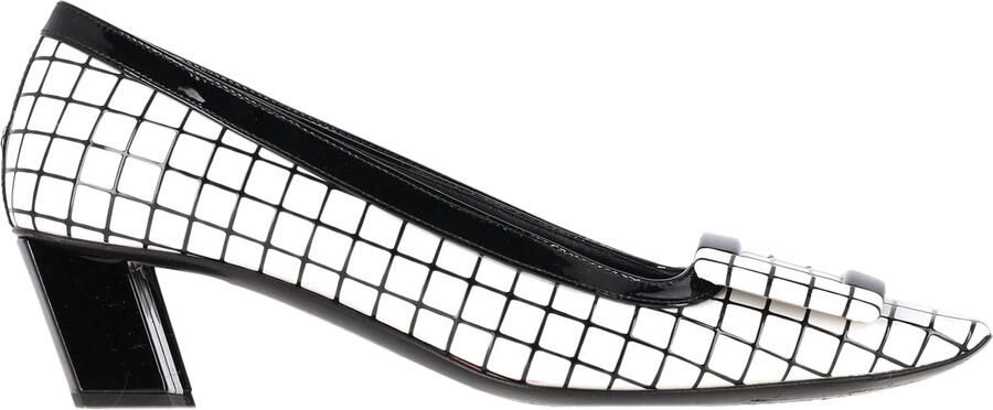 Roger Vivier Belle Vivier Graphic Grid Pumps in Wit Leer