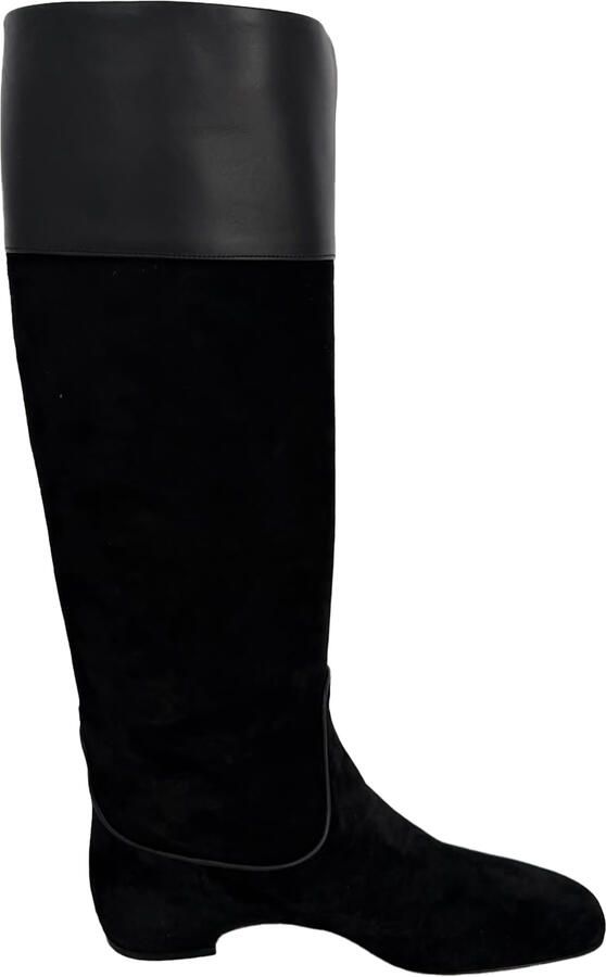 Roger Vivier Pre-owned Roger Vivier kniehoge laarzen met amandelvormige neus in zwart suède