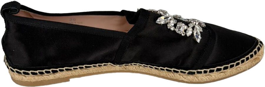 Roger Vivier Pre-owned Roger Vivier Versierde Espadrilles in Zwarte Satijn