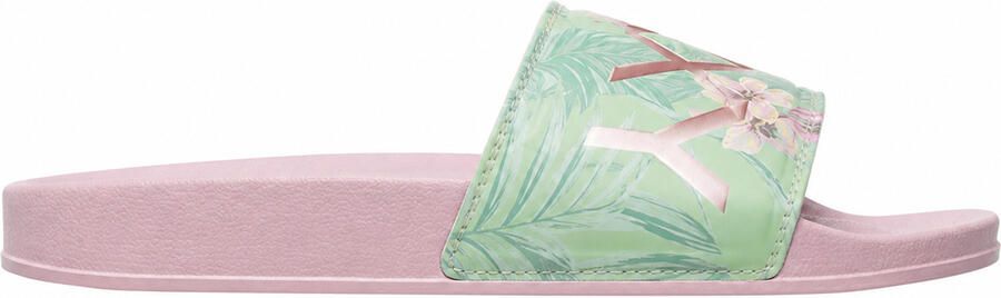 Roxy Slippy II-slippers met bloemenprint voor dames (Groen roze)