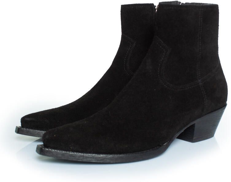 Saint Laurent Lukas leren suède enkellaarsjes in zwart