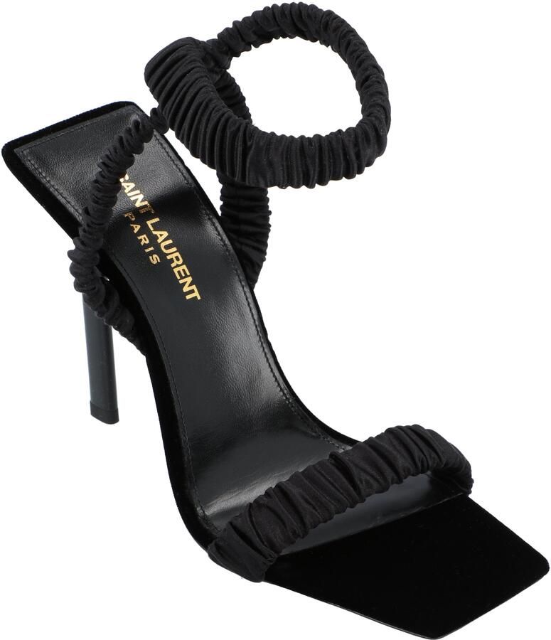 Saint Laurent Pam Sandalen In Satijncrepe Zwart