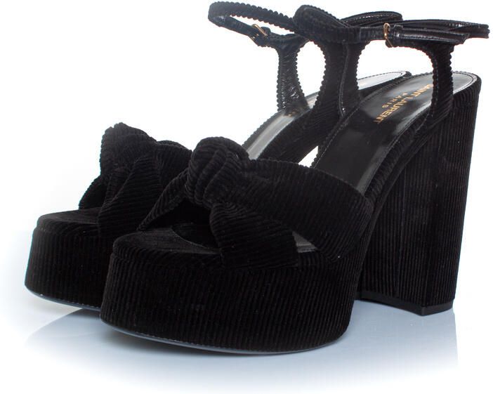 Saint Laurent Pre-owned Saint Laurent Bianca 85 platform sandalen van ribvelours