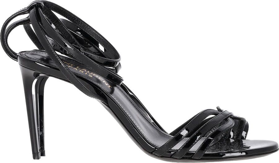 Saint Laurent Pre-owned Saint Laurent Enkelband Sandalen in Zwart Patente Leer