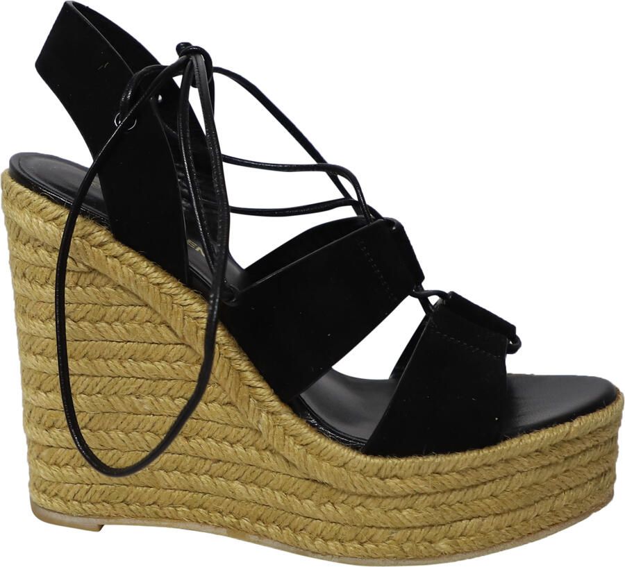 Saint Laurent Pre-owned Saint Laurent Espadrille Platform Wedges in Zwart Suède
