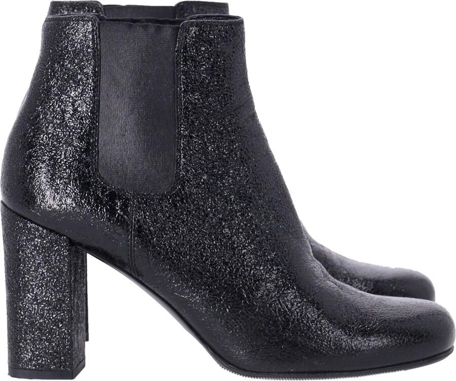 Saint Laurent Pre-owned Saint Laurent Hoge Hak Chelsea Boots in Zwart Leer