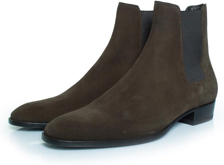 Saint Laurent Pre-owned Saint Laurent Kaki suède Chelsea enkellaarsjes