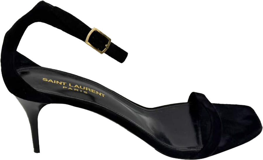 Saint Laurent Pre-owned Saint Laurent Lexi 65 Enkelschoenen met Sleehak in Zwart Suède