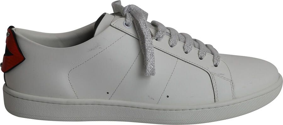 Saint Laurent Pre-owned Saint Laurent Lips Classic Court Sneakers in Wit Leer