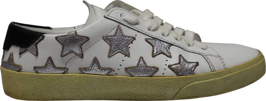 Saint Laurent Pre-owned Saint Laurent Paris SL 06 Metallic Stars Lage Sneakers in Witte Leer