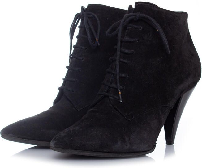 Saint Laurent Pre-owned Saint Laurent Suède veter enkellaarsjes
