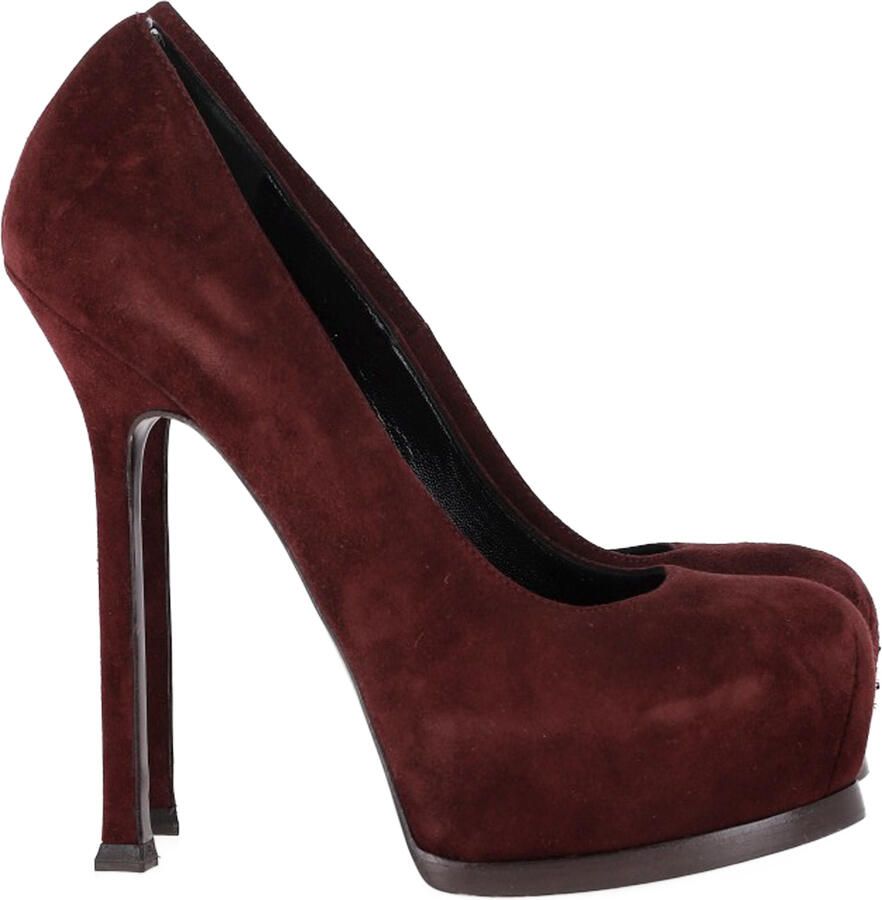Saint Laurent Pre-owned Saint Laurent Tribtoo Platform Pumps in Bourgondisch Suède