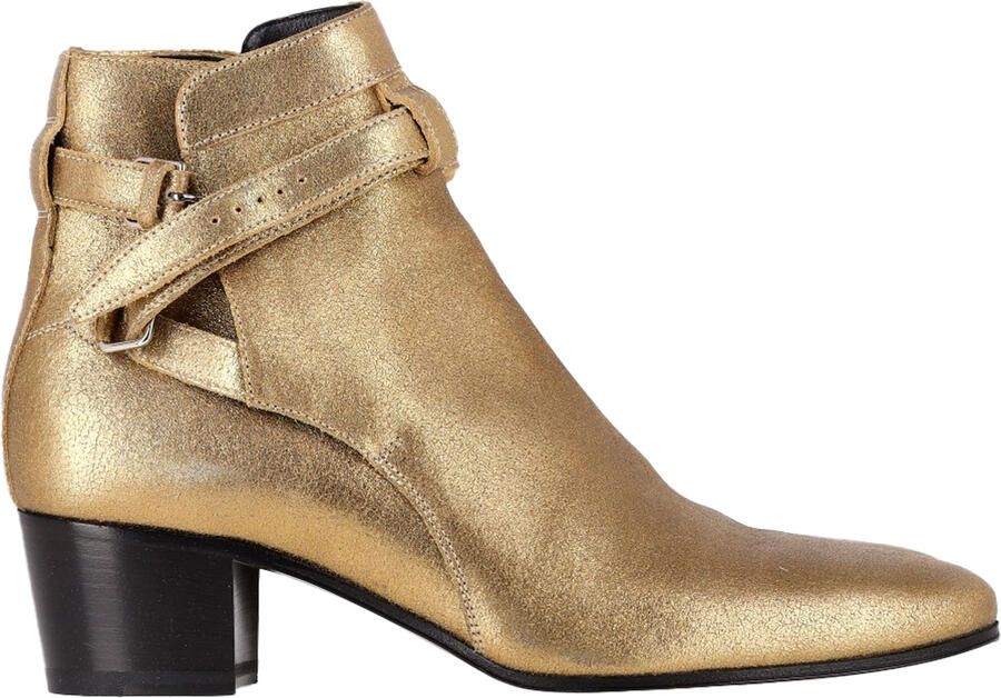 Saint Laurent Pre-owned Saint Laurent Wyatt 40 Jodhpur Enkelboots in Gouden Leer