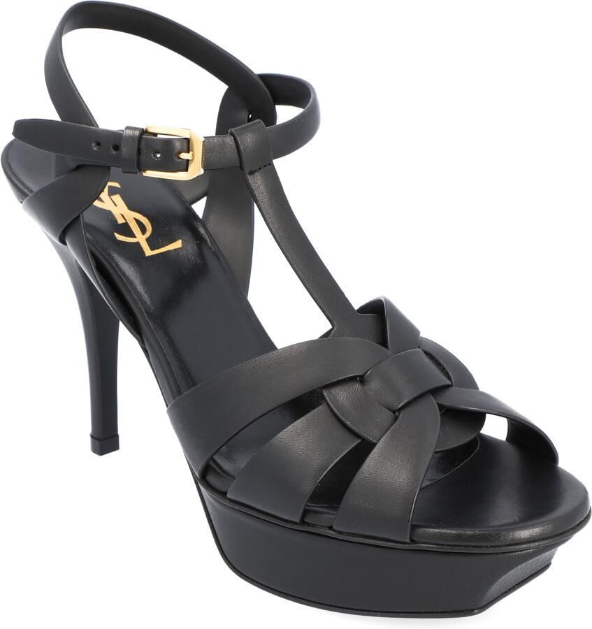 Saint Laurent Tribute Platform Sandalen Zwart