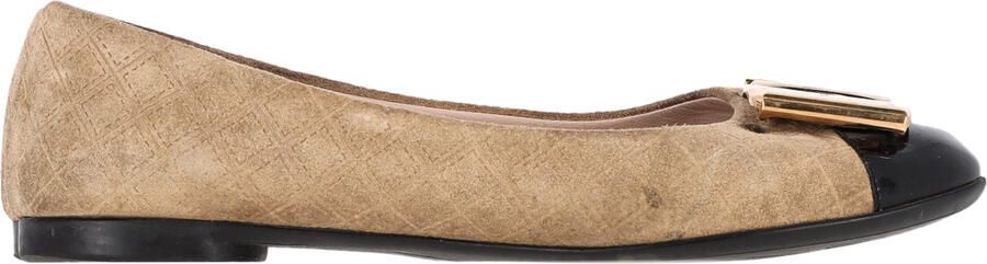 Salvatore Ferragamo Pre-owned Ferragamo Cap Toe Ballerina's in Bruin Suède