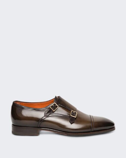 Santoni Heren klassieke dubbele gespschoen leer